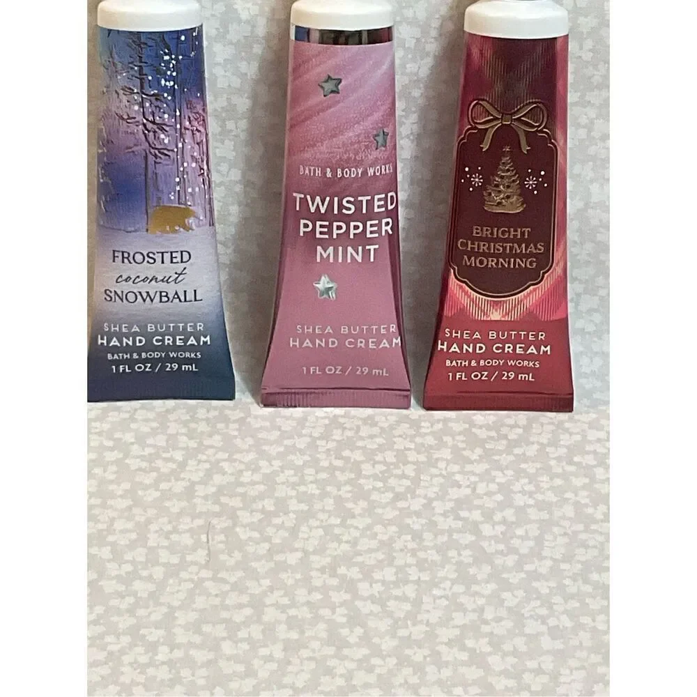Bath and Body Works 3 Christmas Scented Shea Butter Hand Creams - 1 FL OZ Each